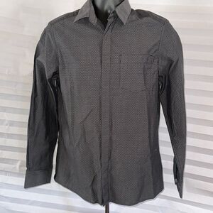 Kenneth Cole Reaction Dark Gray Men's Casual Button Down Shirt Size Small